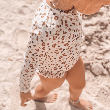 Swim Essentials Uv Zwempak Panterprint Off White Kahki Ruffle - Babywinkel - 7432233945965