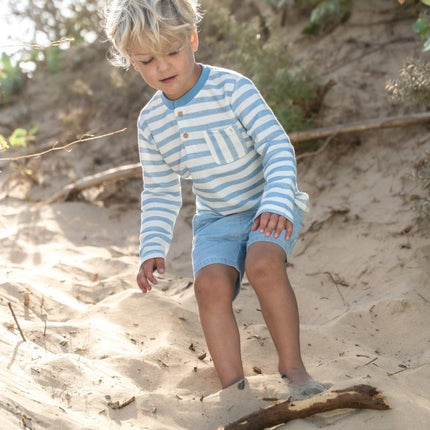 T-shirt lange mouw Steel Blue stripe koop je bij Babywinkel
