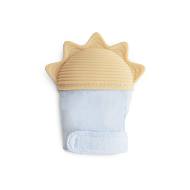 Mushie Bijthandschoen Zon Blauw koop je bij Babywinkel