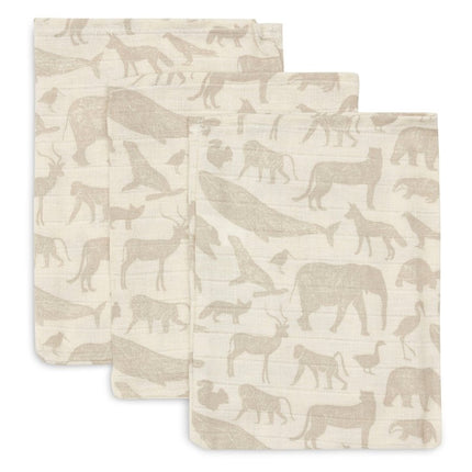 Washandje Hydrofiel Animals Nougat - 3 Stuks - Babywinkel - 8717329376960