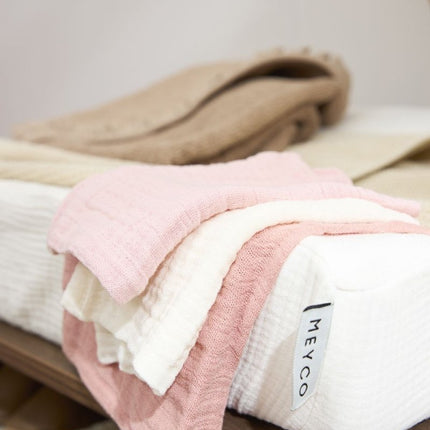 Washandjes 3 - pack pre - washed hydrofiel Uni - soft rose/rose/natural - 20x17cm - Babywinkel - 4054703509137