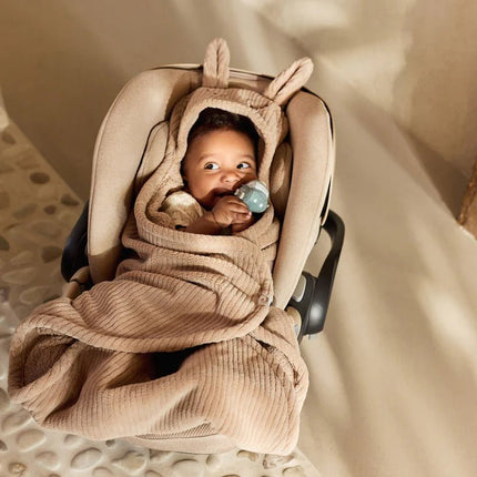 Wikkeldeken Bunny Cloudy Rib - Milky Coffee - Babywinkel - 8717329401570